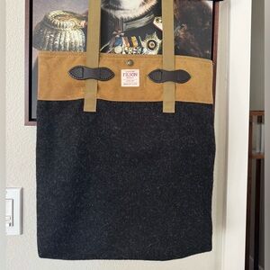 Filson Navy Wool and Brown Men's Tote Bag